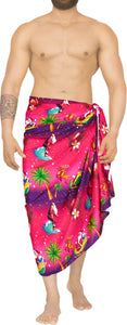 LA LEELA Christmas santa Nightwear Pareo Lungi Boys Wrap 78"X39" Pink_X383