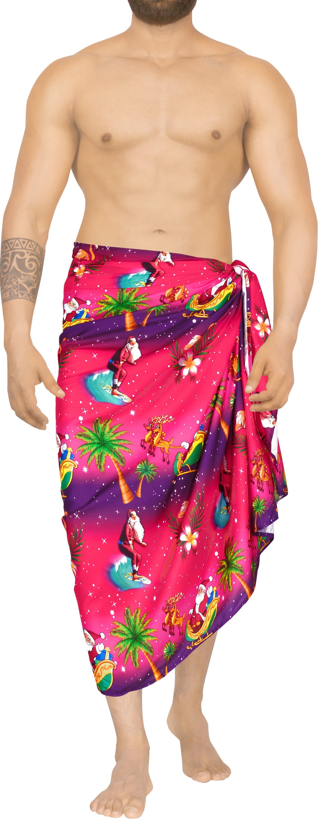 LA LEELA Christmas santa Nightwear Pareo Lungi Boys Wrap 78