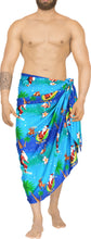 Load image into Gallery viewer, LA LEELA Christmas Soft Surf Light santa Beach wear Wrap Mens 78&quot;X39&quot; Blue_X382