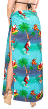 Load image into Gallery viewer, la-leela-christmas-bathing-towel-womens-wrap-sarong-santa-78x39-blue_x869