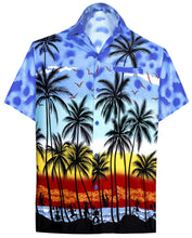 Load image into Gallery viewer, la-leela-regular-size-beach-hawaiian-shirt-for-aloha-tropical-beach-front-pocket-short-sleeve-for-mens-blue