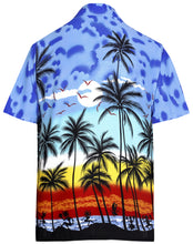 Load image into Gallery viewer, la-leela-regular-size-beach-hawaiian-shirt-for-aloha-tropical-beach-front-pocket-short-sleeve-for-mens-blue