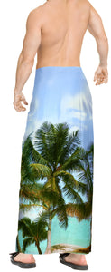 La Leela Men Sarong Pareo Swimsuit Cover Up Beach Wrap Lungi One Size Blue_Y587