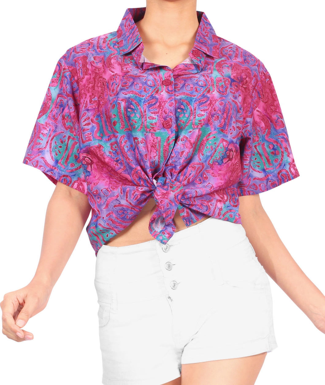 la-leela-womens-support-pink-breast-cancer-printed-relaxed-fit-hawaiian-aloha-tropical-beach-short-sleeve-shirt-exuberant-pink