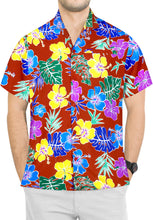 Load image into Gallery viewer, la-leela-shirt-casual-button-down-short-sleeve-beach-shirt-men-aloha-pocket-Blood Red_AA180