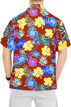 Load image into Gallery viewer, la-leela-shirt-casual-button-down-short-sleeve-beach-shirt-men-aloha-pocket-Blood Red_AA180