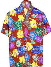 Load image into Gallery viewer, la-leela-shirt-casual-button-down-short-sleeve-beach-shirt-men-aloha-pocket-Blood Red_AA180