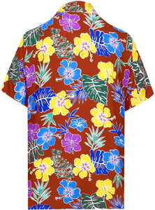 la-leela-shirt-casual-button-down-short-sleeve-beach-shirt-men-aloha-pocket-Blood Red_AA180