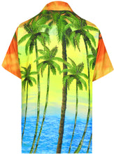 Load image into Gallery viewer, LA LEELA Men Casual Beach wear hawaiian Shirt Aloha Tropical Beach front Pocket Short sleeve Orange