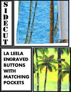 LA LEELA Men Casual Beach wear hawaiian Shirt Aloha Tropical Beach front Pocket Short sleeve Orange