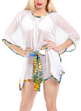 Load image into Gallery viewer, LA LEELA Women&#39;s Swimwear Cover-Ups Beach Kaftan Dress US 14-24W White_Y272