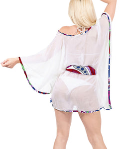 LA LEELA Women's Swimwear Cover-Ups Beach Caftan Dress US 14-24W White_Y273