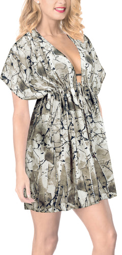 LA LEELA Printed Beach swimsuit Cover up For Women Grey_Y466 OSFM 14-24W [L- 3X]