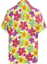 Load image into Gallery viewer, LA LEELA Men&#39;s Hawaiian Blossom Patio Short Sleeve Shirts Beach Button Down Aloha Tropical Shirts Pink_AA182
