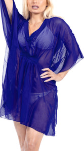 LA LEELA Women's Swimwear Cover up plus size OSFM 4-14 [S-L] Royal Blue_X957