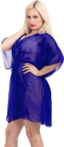 LA LEELA Women's Swimwear Cover up plus size OSFM 4-14 [S-L] Royal Blue_X957
