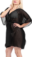 Load image into Gallery viewer, LA LEELA Plain kimono cover ups for swimwear women Black_Y410 OSFM 4-14 [S- L]