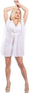 LA LEELA Women's Swimsuit Kimono Cover up plus size OSFM 4-14 [S-L] White_X960