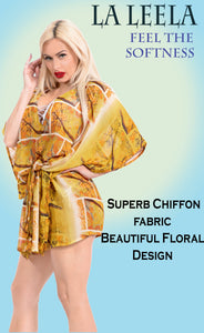 LA LEELA Kimono Beach Cover ups Women Plus Size Orange_Y312 OSFM 16-28W [XL- 4X]