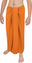 Load image into Gallery viewer, LA LEELA Men&#39;s Sarong Sleepwear Pareo Beach Swim Solid Wrap 78&quot;X42&quot; Orange Y576 910906