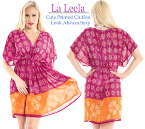 LA LEELA Swimsuit Cover ups Beach Kimono For Women Pink_Y449 OSFM 14-24W [L- 3X]