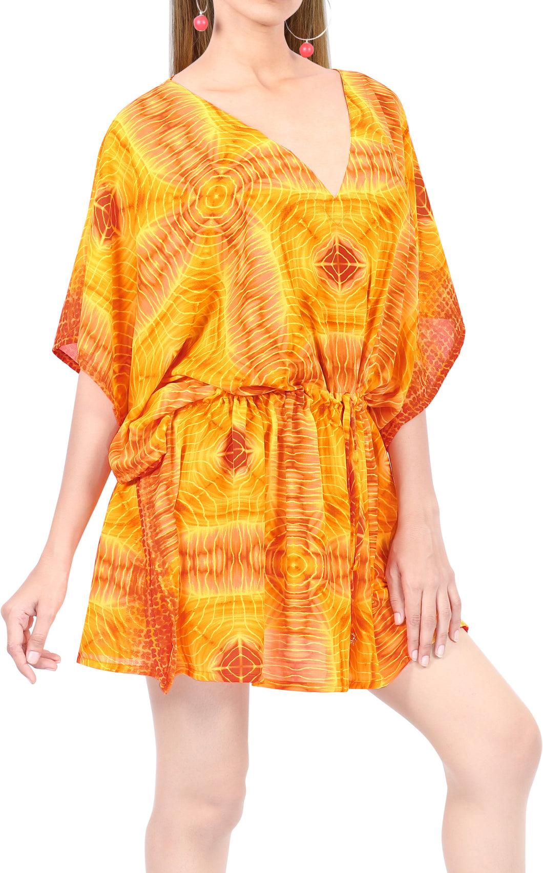 LA LEELA kimono cover ups for swimwear women Orange_Y317 OSFM 16-28W [XL- 4X]