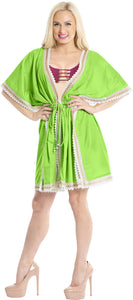 LA LEELA Kimono cover up Jacket Swimwear For Women Green_Y303 OSFM 16-30W{XL-5X]