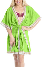 Load image into Gallery viewer, LA LEELA Kimono cover up Jacket Swimwear For Women Green_Y303 OSFM 16-30W{XL-5X]
