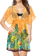 Cargar imagen en el visor de la galería, LA LEELA kimono cover ups for swimwear women Orange_Y440 OSFM 14-24W [L- 3X]