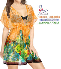 Cargar imagen en el visor de la galería, LA LEELA kimono cover ups for swimwear women Orange_Y440 OSFM 14-24W [L- 3X]