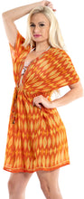 Cargar imagen en el visor de la galería, LA LEELA swimwear Cover up Beach Kimono Plus Size Orange_Y445 OSFM 14-24W [L-3X]