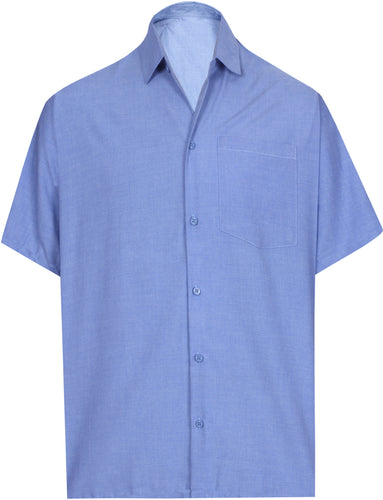 LA LEELA Men's Beach Short Sleeve Button Down Casual Hawaiian Shirt Solid Plain aa197