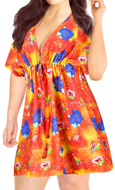 la-leela-bikni-swimwear-chiffon-digital-hd-print-tunic-vintage-cover-up-Pumpkin Orange_Y641