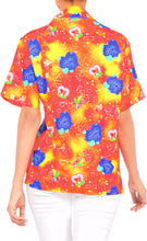 Load image into Gallery viewer, La Leela Women&#39;s Cupid Love Hawaiian Aloha Tropical Beach  Short Sleeve Relaxed Fit Blouse Printed Shirt Orange