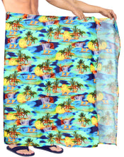 Load image into Gallery viewer, la-leela-mens-hawaiian-beach-wrap-sheer-sarong-swimming-bathing-suit-towel-beachwear-swim-pareo-cover-up-long-72x42--blue-911182