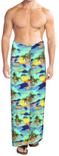 Load image into Gallery viewer, La Leela Men&#39;s Hawaiian Beach Wrap Sheer Sarong Swimming Bathing Suit Towel Beachwear Swim Pareo Cover up Long 72&quot;X42&quot;  Blue 911182