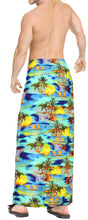 Load image into Gallery viewer, La Leela Men&#39;s Hawaiian Beach Wrap Sheer Sarong Swimming Bathing Suit Towel Beachwear Swim Pareo Cover up Long 72&quot;X42&quot;  Blue 911182