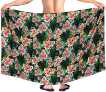 Cargar imagen en el visor de la galería, HAPPY BAY Men&#39;s Sarong Beachwear Blanket Pareo Wrap Lungi Tie 78&quot;X42&quot; Black Z249 911184
