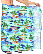 Load image into Gallery viewer, HAPPY BAY Men Beach Sarong Pareo Swimwear Cover Ups Wrap Lungi 78&quot;X42&quot; Blue Z227 911185