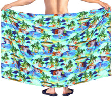 Load image into Gallery viewer, HAPPY BAY Men Beach Sarong Pareo Swimwear Cover Ups Wrap Lungi 78&quot;X42&quot; Blue Z227 911185