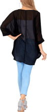 Load image into Gallery viewer, LA LEELA Women&#39;s Blouse Top Beach Kimono Dress US S Black_Y694 S Black_AA323