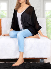 Load image into Gallery viewer, LA LEELA Women&#39;s Blouse Top Beach Kimono Dress US S Black_Y694 XL Black_AA323