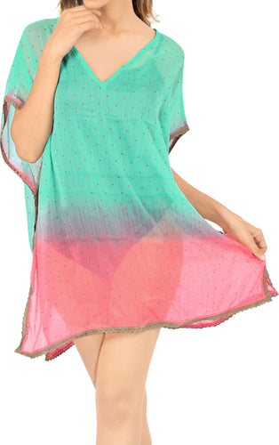 LA LEELA Women's Bikini Swimsuit Cover Up Swimwear Kaftan US 0-8 Sea Green_Y702