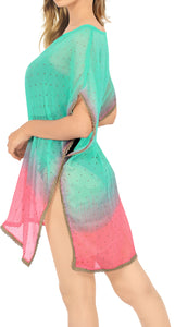 LA LEELA Women's Bikini Swimsuit Cover Up Swimwear Kaftan US 0-8 Sea Green_Y702
