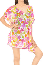 Load image into Gallery viewer, LA LEELA Women&#39;s Beach Swimsuit Cover Up for Swimwear Caftan US 0-8 Pink_Y703