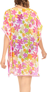 LA LEELA Women's Beach Swimsuit Cover Up for Swimwear Caftan US 0-8 Pink_Y703