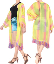 Load image into Gallery viewer, LA LEELA Women Bathing Suit Beach Summer Kimono Maxi Dress US L-4X Yellow_V996