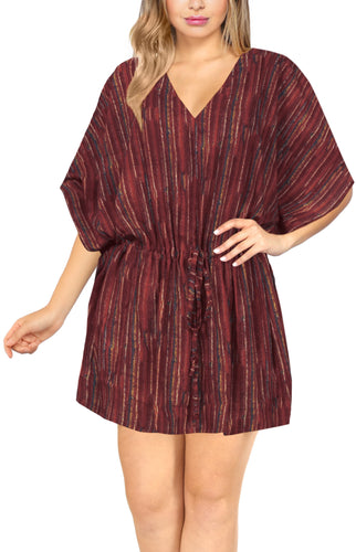 LA LEELA Women's Kaftan Bikini Swimwear Cover Ups Dress US 16-28W Maroon_N209