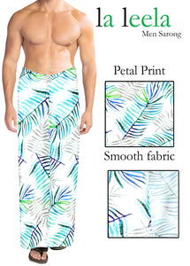 La Leela Men's Hawaiian Beach Wrap Sheer Sarong Swimming Bathing Suit Towel Beachwear Swim Pareo Cover up Long 72"X42"  White 911452