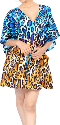 La Leela Women's Tropical Animal Printed Short Beach Cover Up -One Size Fits The Most (3X-4X)